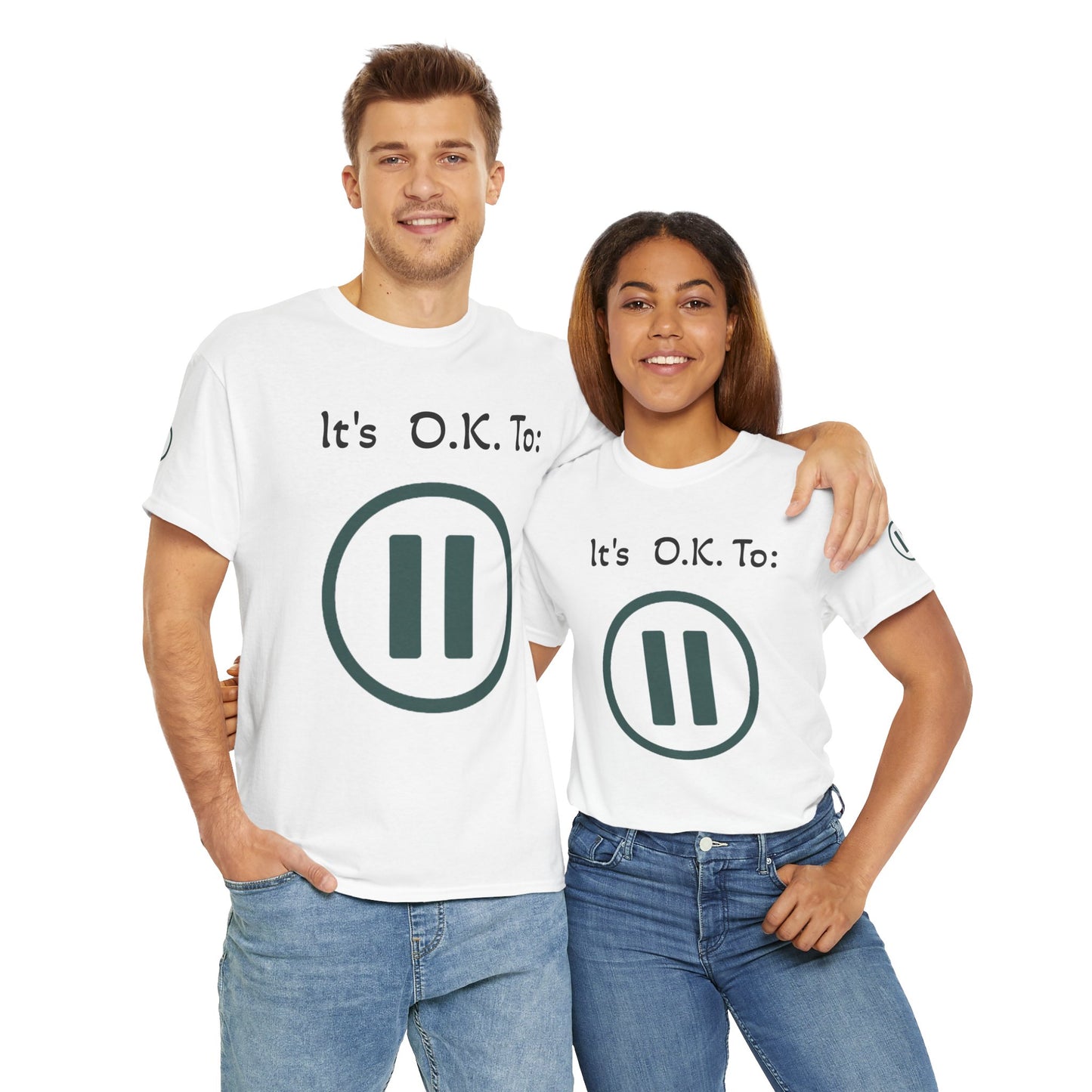 “It’s Okay to Pause” Relaxation T-Shirt – Encouraging Self-Care Apparel - Unisex Heavy Cotton Tee