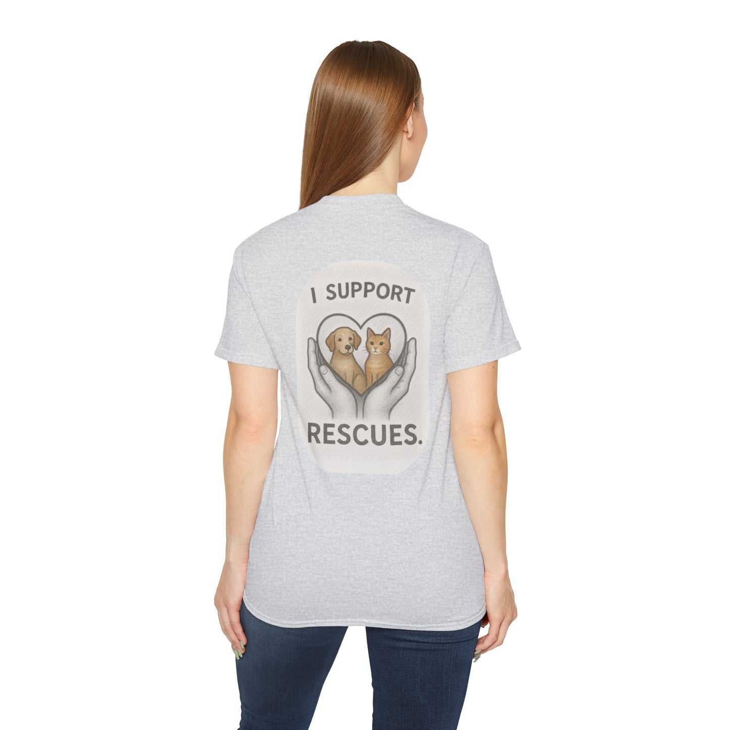 I Support Rescues T-Shirt – Animal Rescue Awareness Tee for Dog & Cat Lovers - Unisex Ultra Cotton Tee