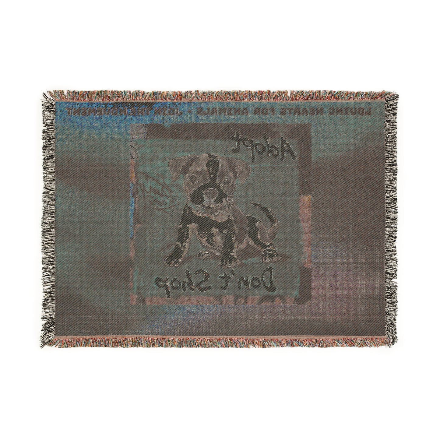 Cozy Up with Compassion: Loving Hearts for Animals Woven Blanket