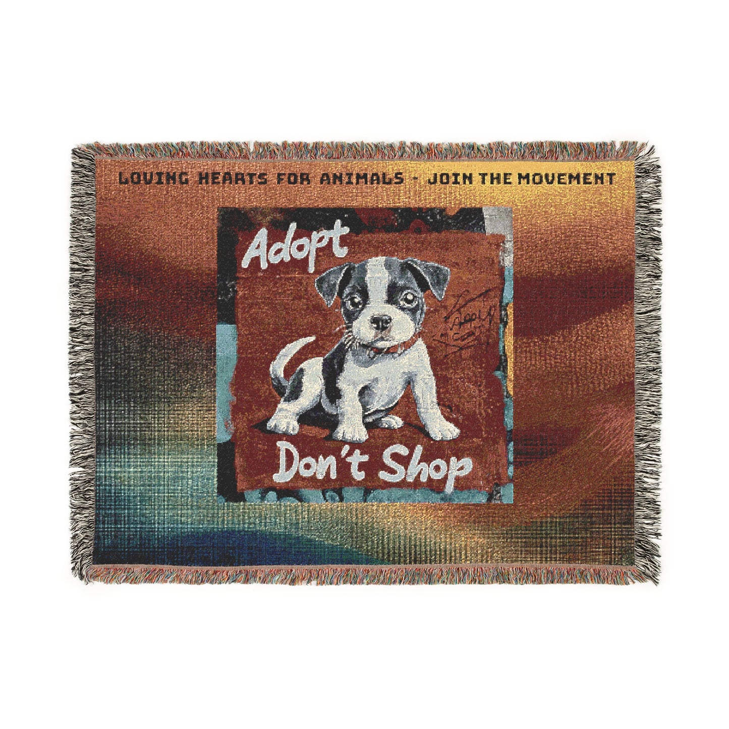 Cozy Up with Compassion: Loving Hearts for Animals Woven Blanket