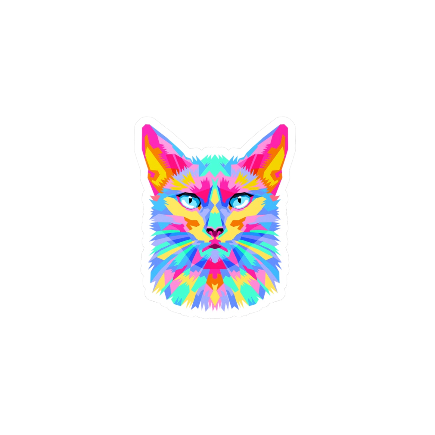 Neon Cat Vinyl Sticker – Retro Aesthetic Kiss-Cut Decal for Laptops, Water Bottles & More