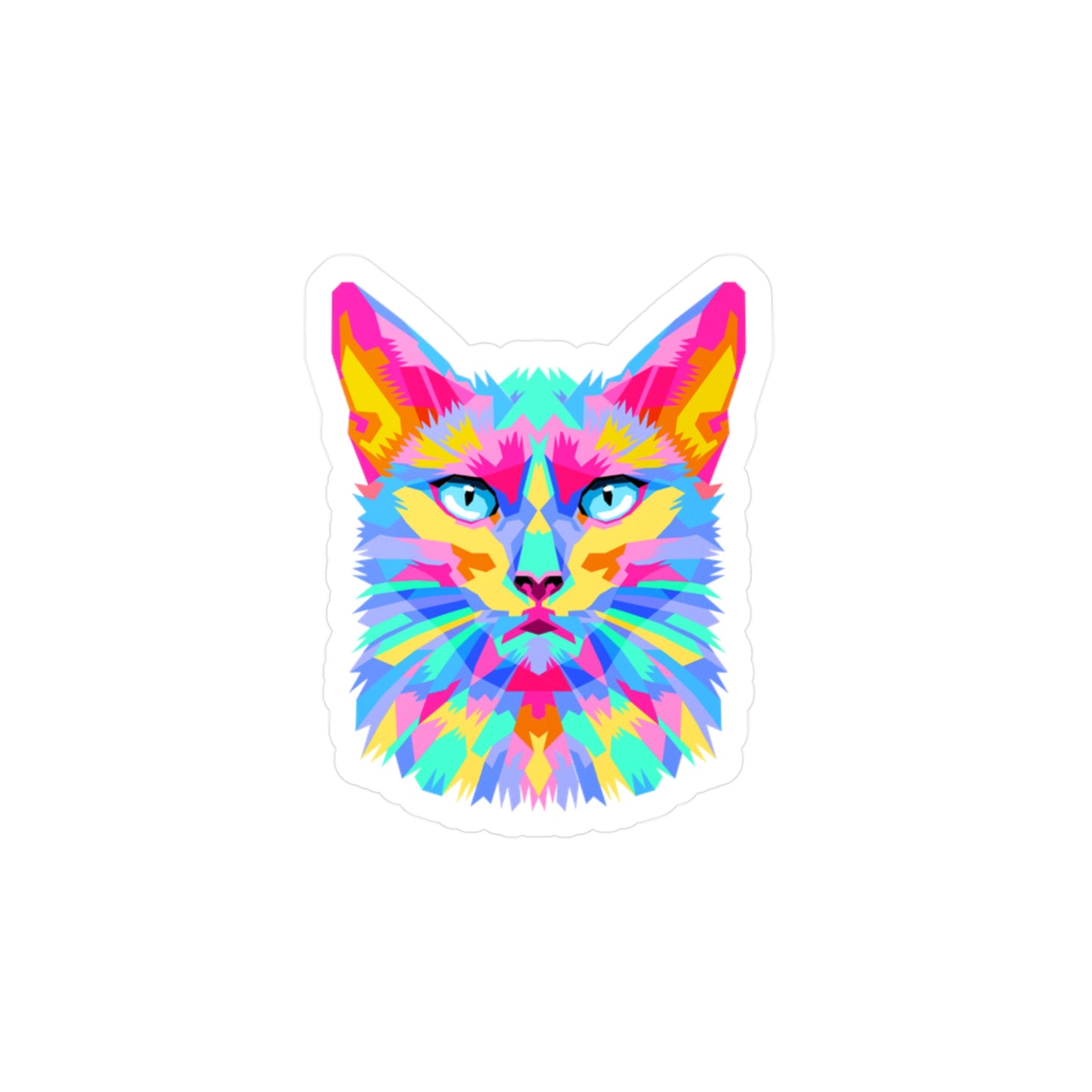 Neon Cat Vinyl Sticker – Retro Aesthetic Kiss-Cut Decal for Laptops, Water Bottles & More