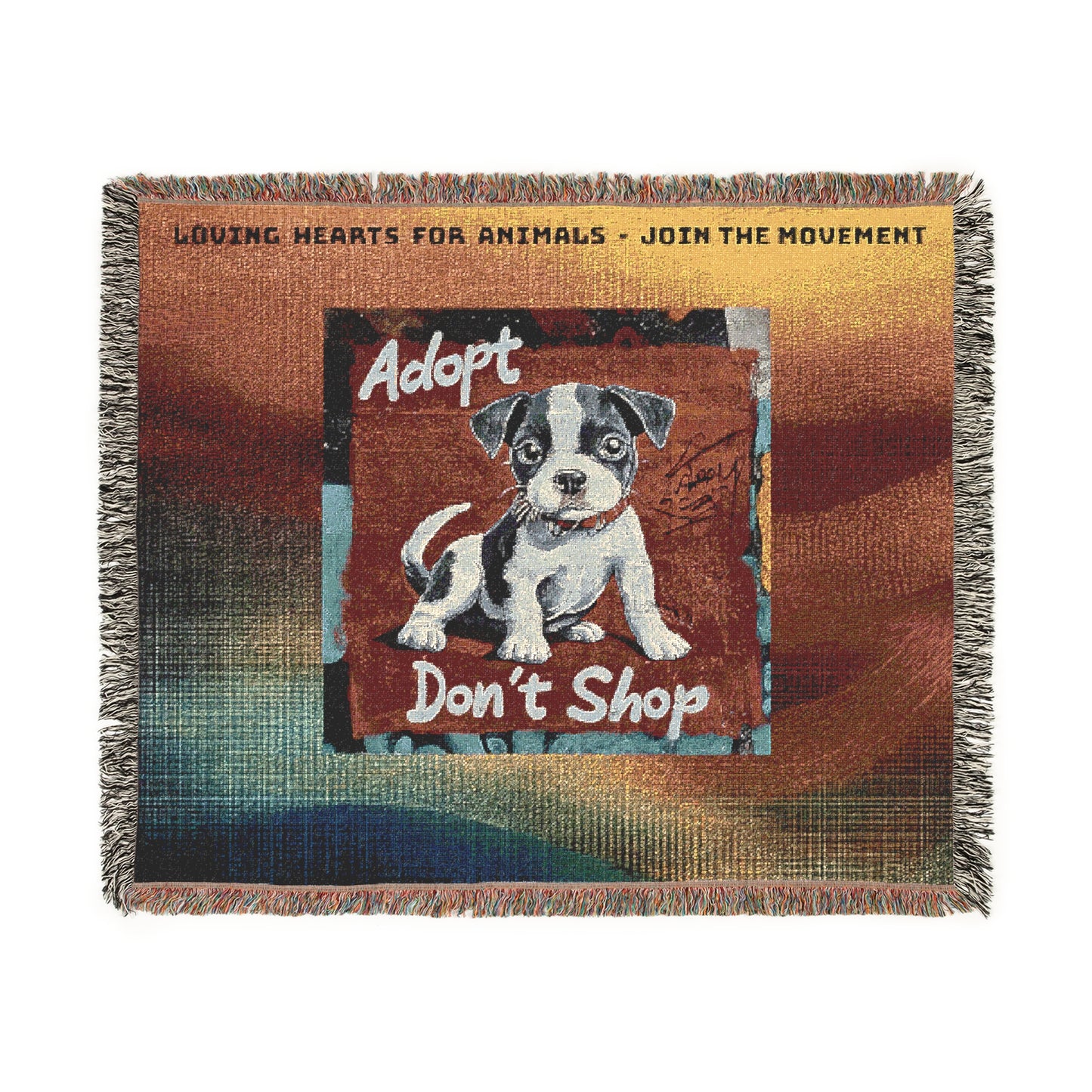 Cozy Up with Compassion: Loving Hearts for Animals Woven Blanket