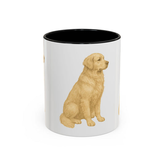 Golden Retriever Pencil Sketch Mug 🐾 Loyal Dog with Gentle Eyes - Accent Coffee Mug (11, 15oz)