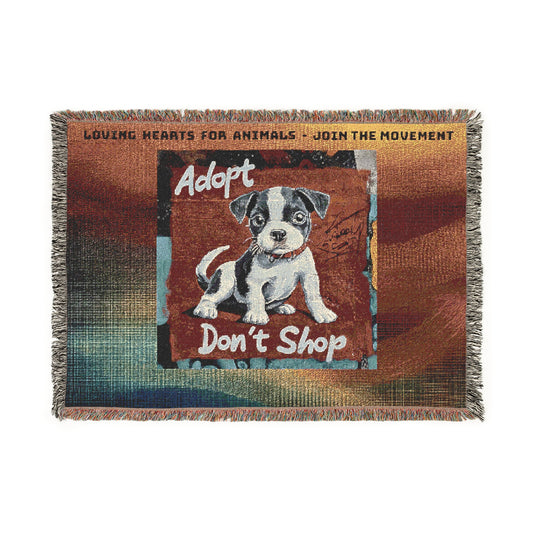 Cozy Up with Compassion: Loving Hearts for Animals Woven Blanket